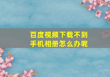 百度视频下载不到手机相册怎么办呢