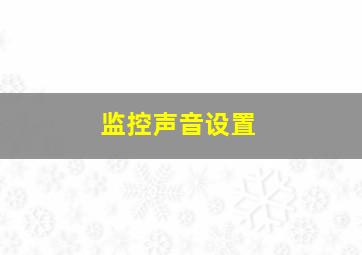 监控声音设置