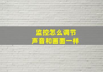 监控怎么调节声音和画面一样