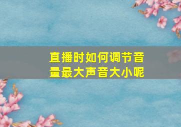 直播时如何调节音量最大声音大小呢