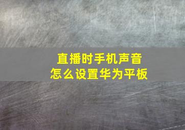 直播时手机声音怎么设置华为平板