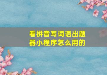 看拼音写词语出题器小程序怎么用的