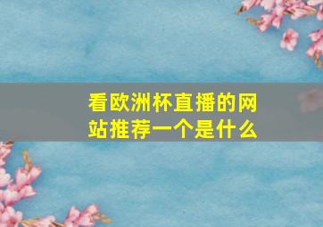 看欧洲杯直播的网站推荐一个是什么