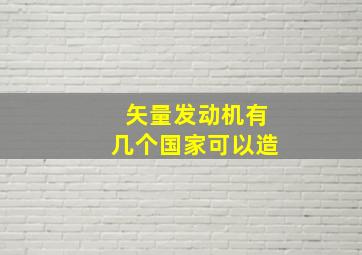 矢量发动机有几个国家可以造