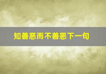 知善恶而不善恶下一句