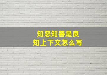 知恶知善是良知上下文怎么写