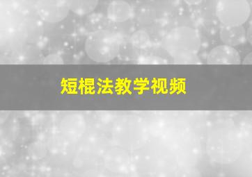 短棍法教学视频