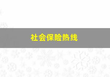 社会保险热线