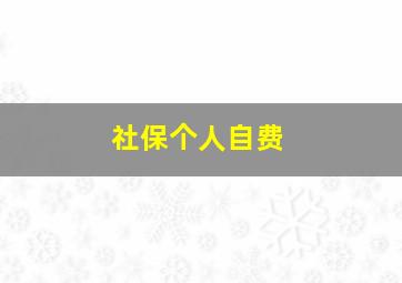 社保个人自费