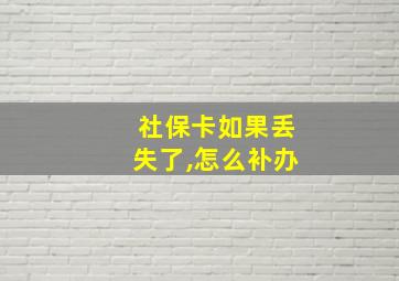 社保卡如果丢失了,怎么补办