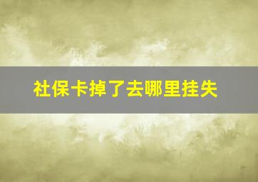 社保卡掉了去哪里挂失