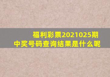 福利彩票2021025期中奖号码查询结果是什么呢