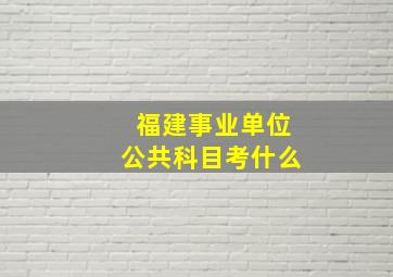 福建事业单位公共科目考什么