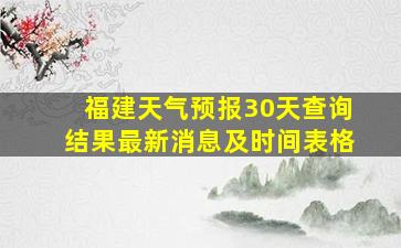 福建天气预报30天查询结果最新消息及时间表格