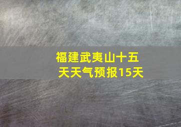 福建武夷山十五天天气预报15天