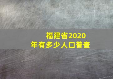 福建省2020年有多少人口普查