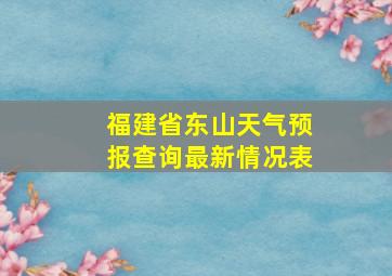 福建省东山天气预报查询最新情况表