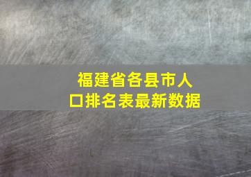 福建省各县市人口排名表最新数据