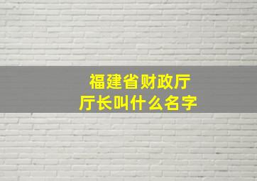 福建省财政厅厅长叫什么名字