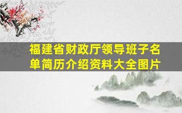 福建省财政厅领导班子名单简历介绍资料大全图片