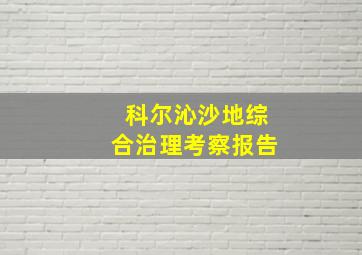 科尔沁沙地综合治理考察报告