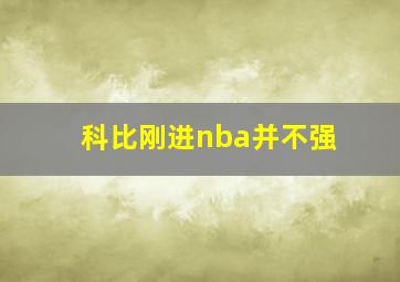 科比刚进nba并不强