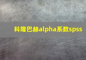 科隆巴赫alpha系数spss