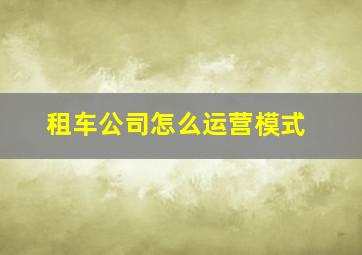 租车公司怎么运营模式