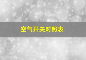 空气开关对照表