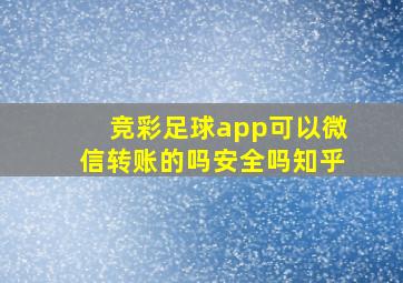 竞彩足球app可以微信转账的吗安全吗知乎