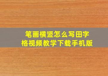 笔画横竖怎么写田字格视频教学下载手机版