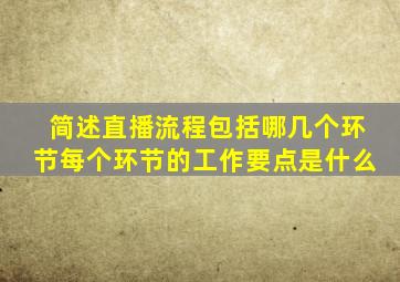 简述直播流程包括哪几个环节每个环节的工作要点是什么