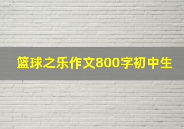 篮球之乐作文800字初中生