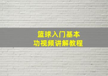 篮球入门基本功视频讲解教程