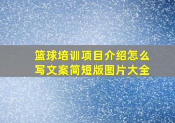 篮球培训项目介绍怎么写文案简短版图片大全