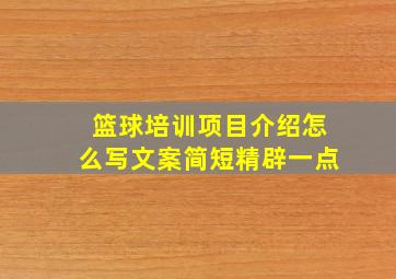 篮球培训项目介绍怎么写文案简短精辟一点