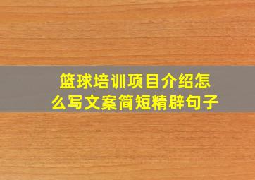 篮球培训项目介绍怎么写文案简短精辟句子