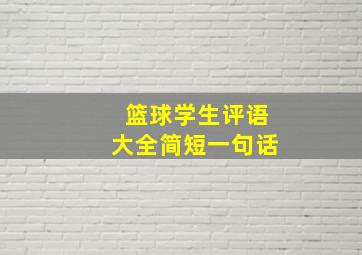 篮球学生评语大全简短一句话