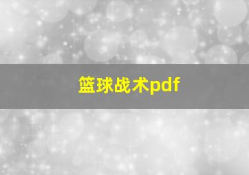 篮球战术pdf