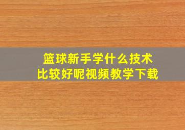 篮球新手学什么技术比较好呢视频教学下载