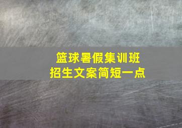 篮球暑假集训班招生文案简短一点