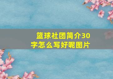 篮球社团简介30字怎么写好呢图片