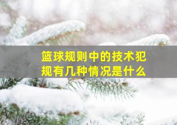 篮球规则中的技术犯规有几种情况是什么