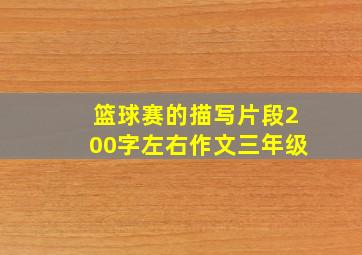 篮球赛的描写片段200字左右作文三年级