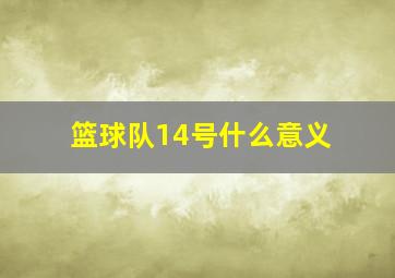 篮球队14号什么意义