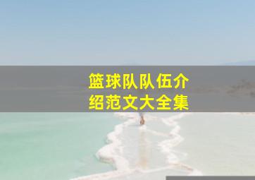 篮球队队伍介绍范文大全集