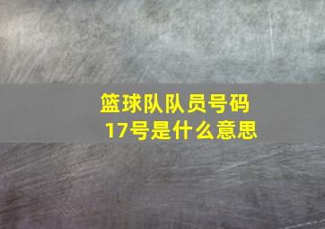 篮球队队员号码17号是什么意思