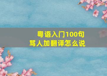 粤语入门100句骂人加翻译怎么说