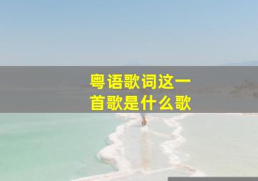 粤语歌词这一首歌是什么歌