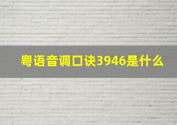 粤语音调口诀3946是什么